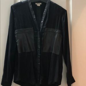 Helmut Lang leather and fabric shirt